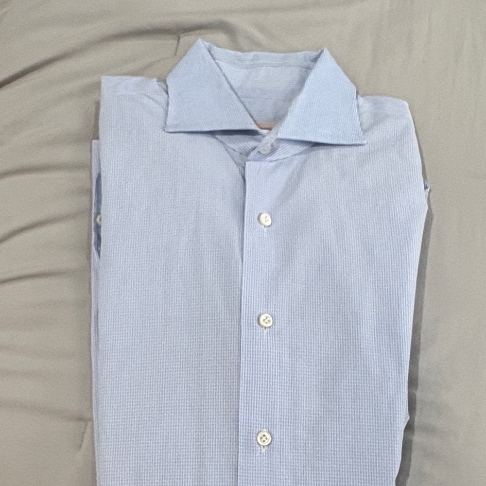 Men's Light Blue Dress Shirt with Spread Collar